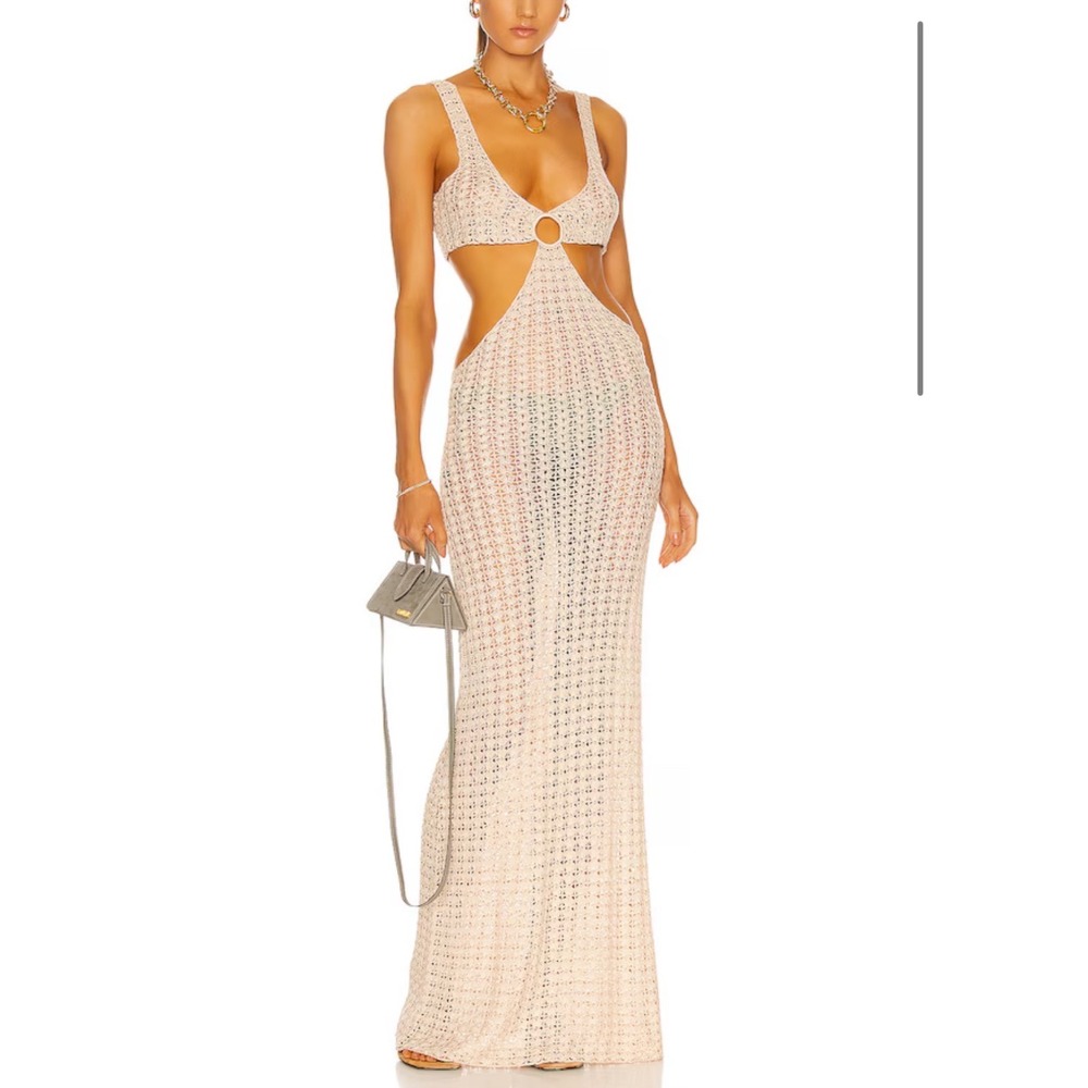 Cult Gaia Tyra Crochet Dress‎ In Beige  Cut Out Size Small